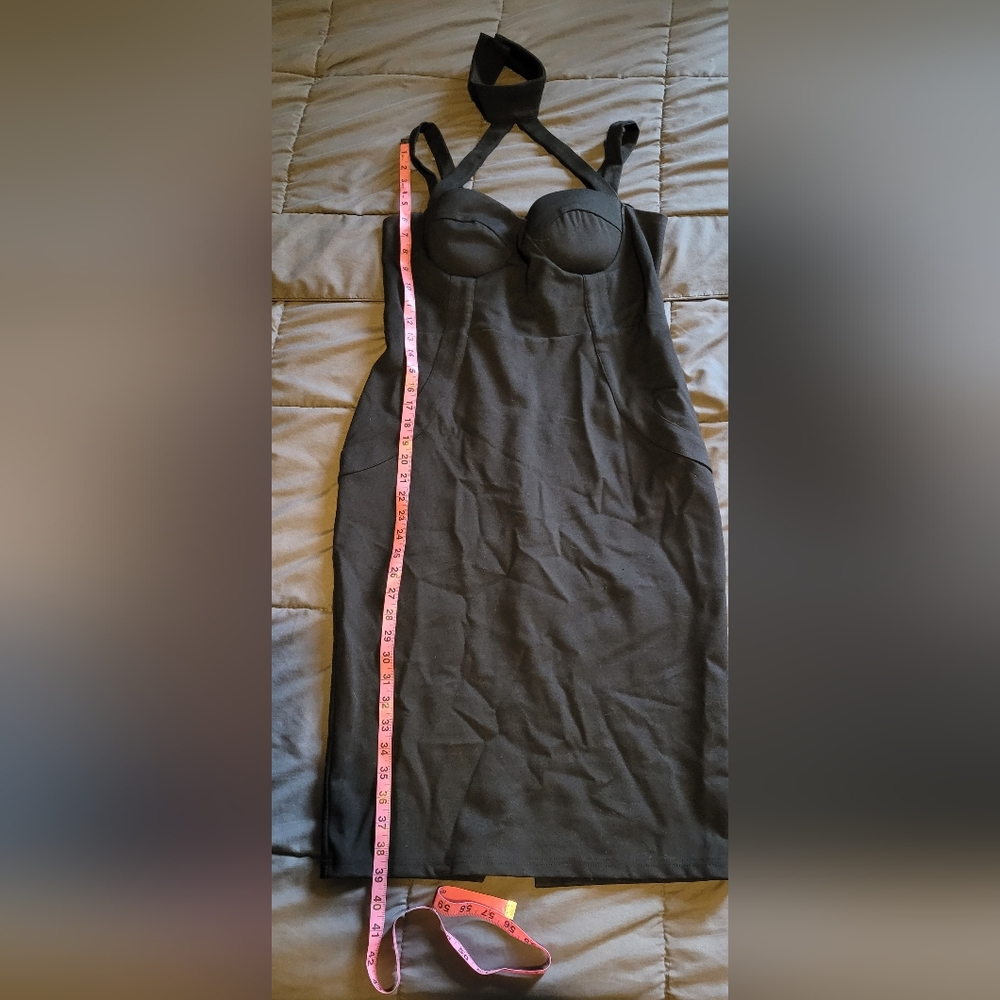Black bodycon dress with attached choker